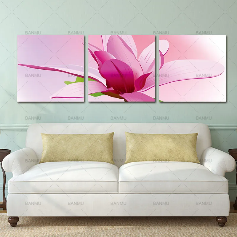 Печатный плакат Картина на холсте настенная живопись розовые орхидеи 3 шт.