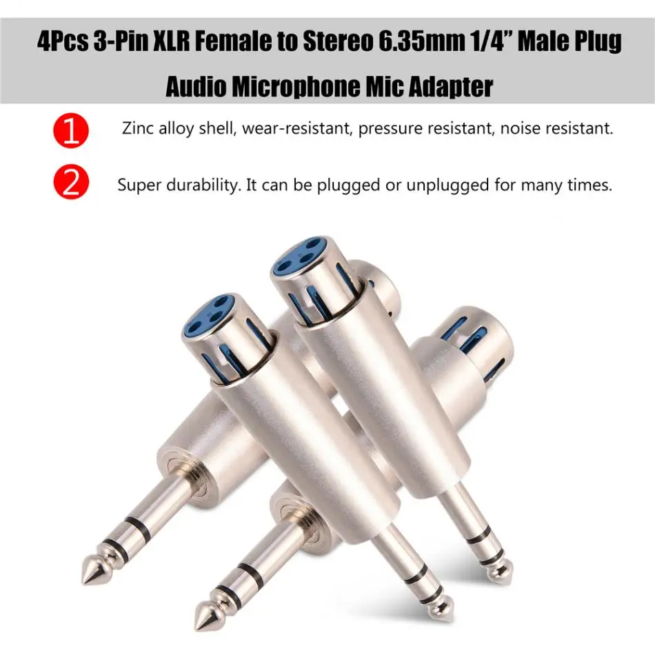 4 шт. 3 контактные разъемы для микрофона 6 35 мм 1/4 дюйма|xlr female|xlr 3-pinxlr xlr |