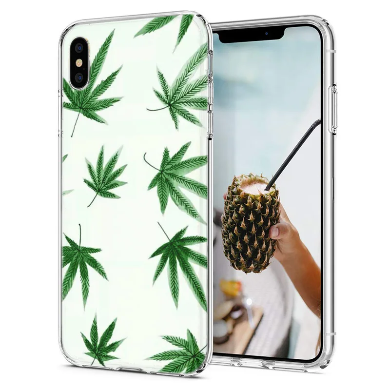 Мягкий чехол для телефона iPhone 6 7 XS Max чехлы из ТПУ цветной пейзаж табак лист Fundas X XR