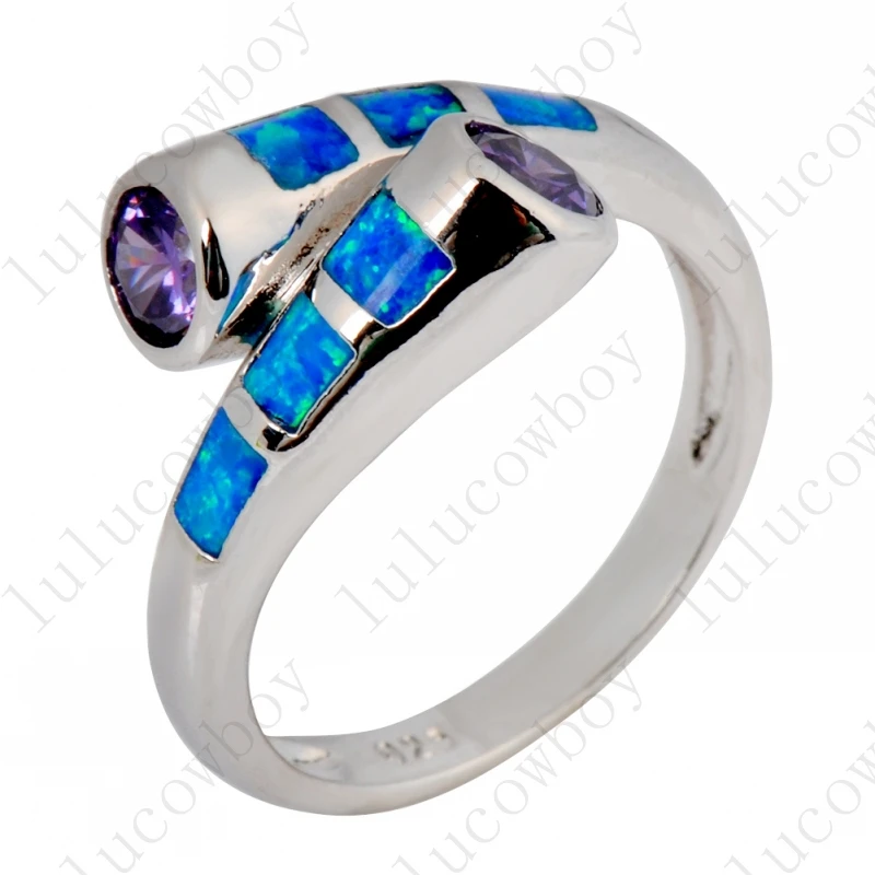 Женское кольцо из голубого опала с фианитом|engagement rings for women|engagement ringblue opal ring |