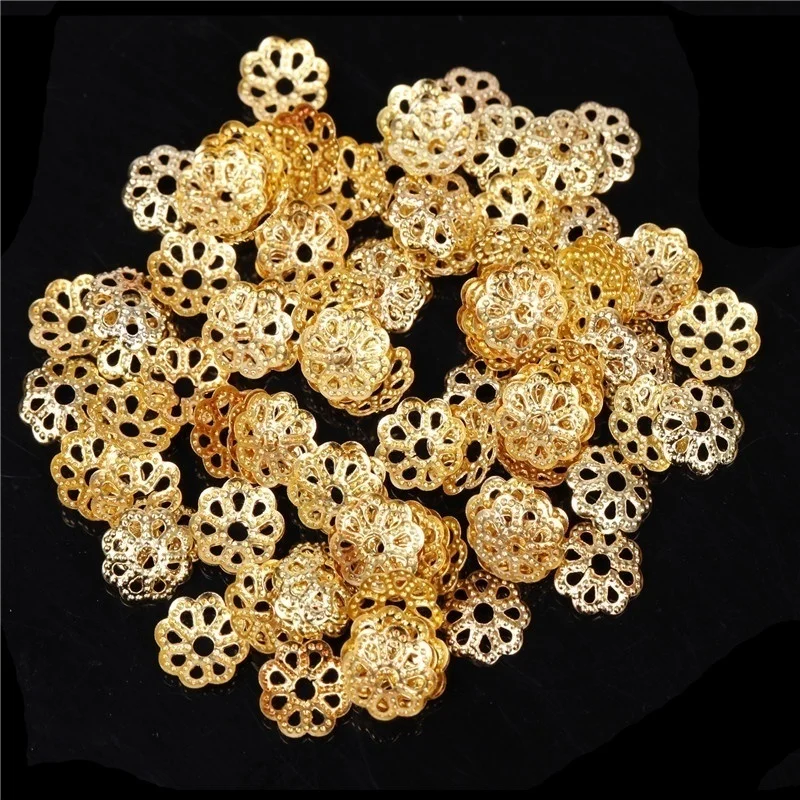 500Pcs Gold 6mm 500 шт./лот, серебряное золото, 6 мм металлическая филигрань, цветок, сделай сам, бусины, концевые колпачки, фурнитура для изготовления ювелирных изделий - Цвет: 500Pcs Gold 6mm