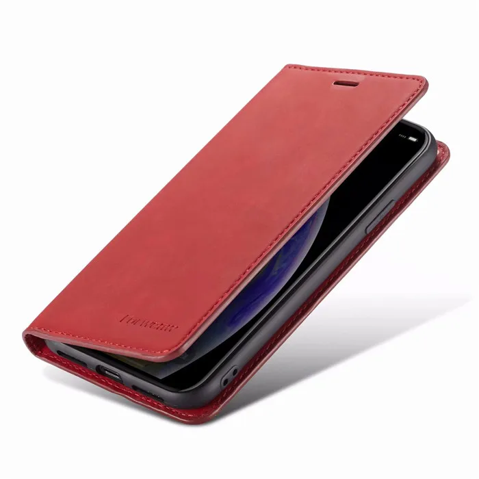 Красный Для iPhone X XR XS Max Чехол кожаный роскошный винтажный Подставка-кошелек на магните чехол для iPhone 11 Pro Max 5s 6 6S 7 8 Plus откидной Чехол - Цвет: Красный