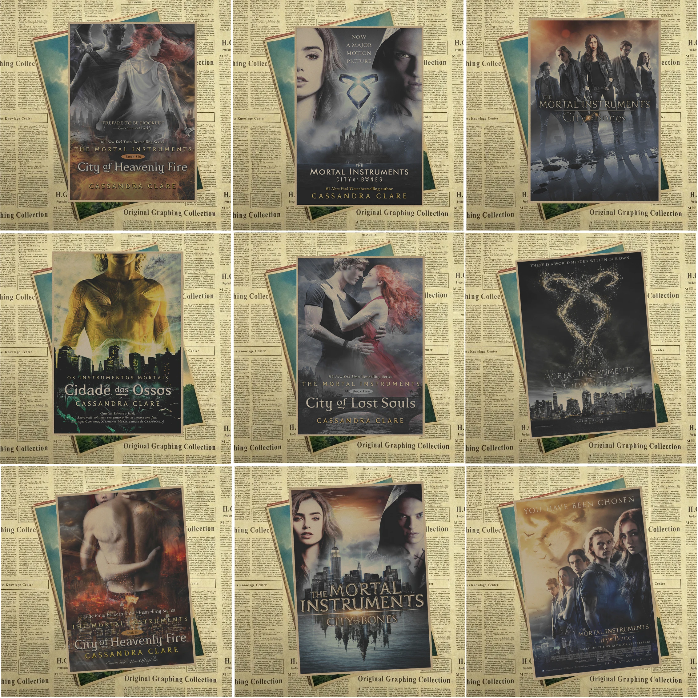 The Mortal Instruments: Город костей лилия Коллинз винтажные плакат из крафт бумаги лучший