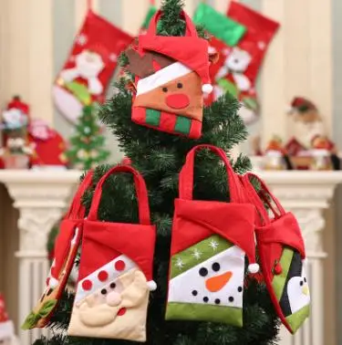 

15pcs Cute Christmas Gift Bags Candy Bag Santa Claus Snowman Elk Classic Design Christmas Tree Hangings Kid's Xmas Gift Candy