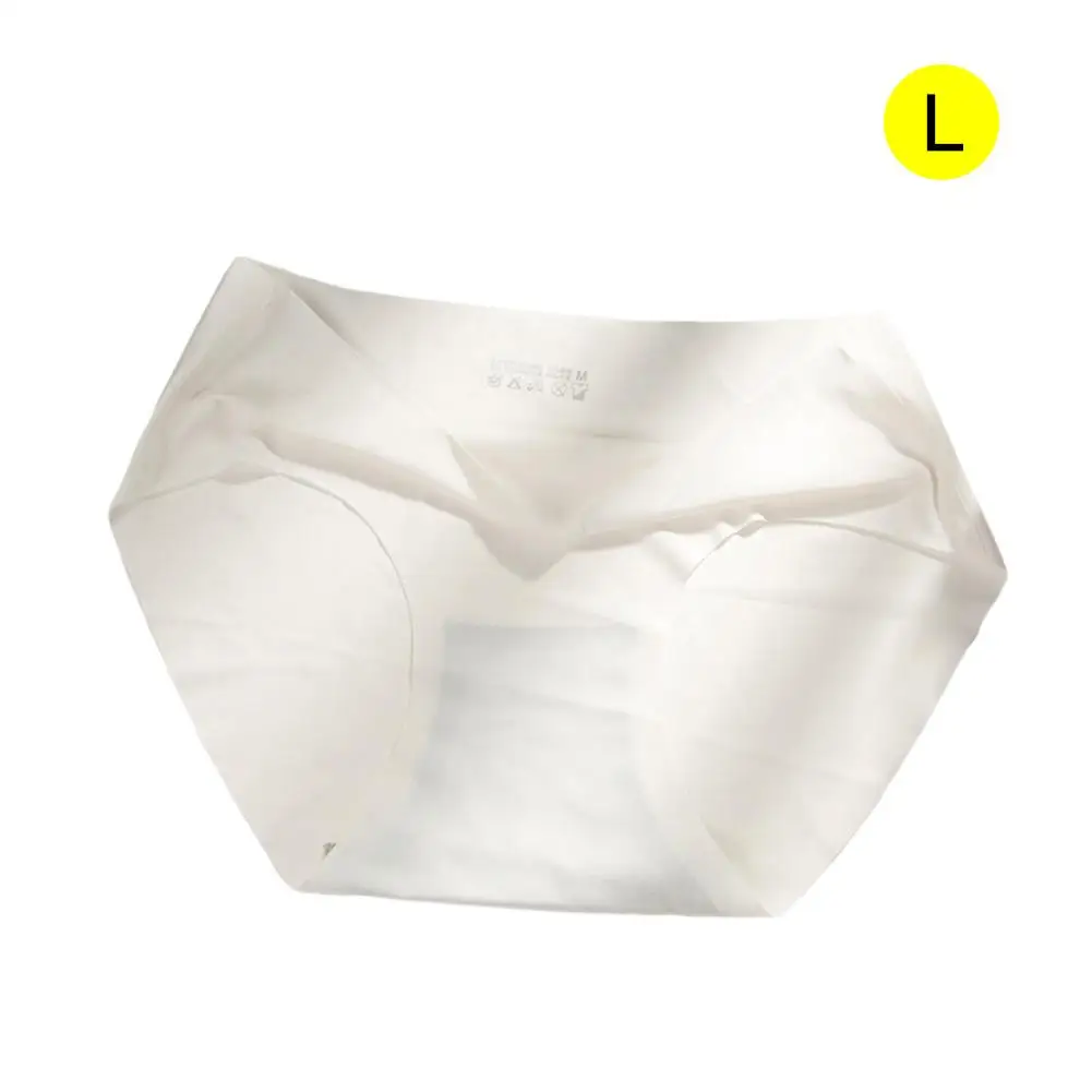 White Ice Silk Seamless Underwear Ladies Cotton Waist Triangle Breathable No Trace Hip Anti-Light Sexy Underwear - Цвет: White