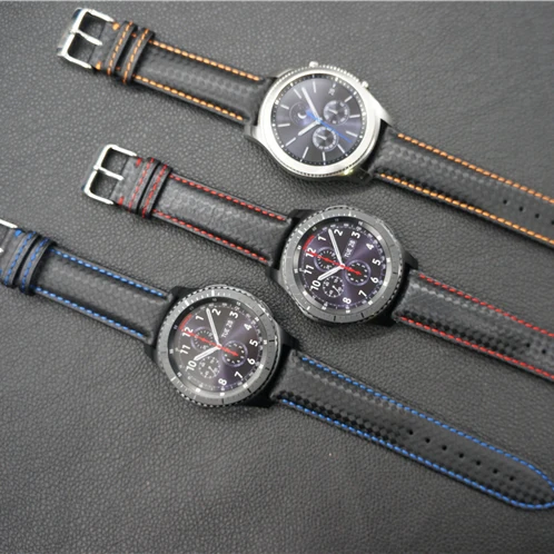 Ремешок для часов из натуральной кожи и углеродного волокна 22 мм ремешок Galaxy Gear S3