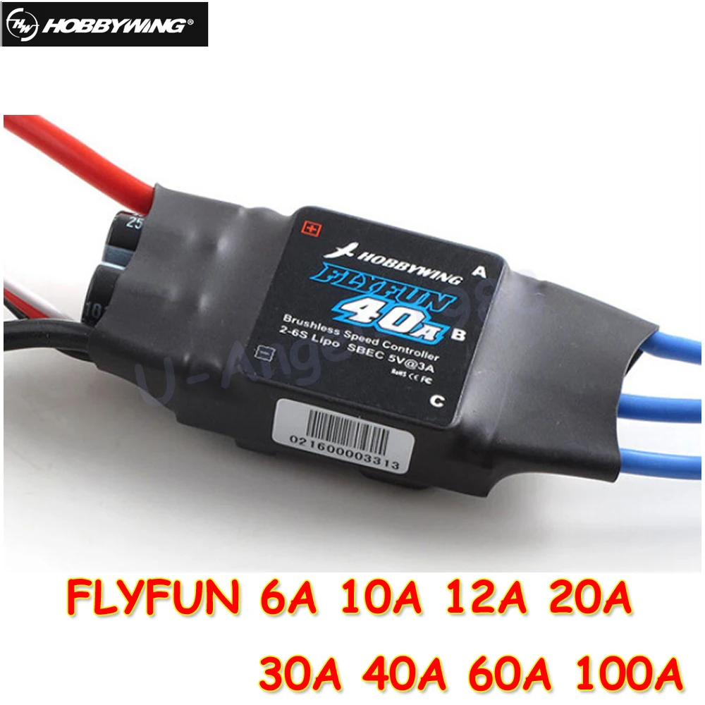 Щеточный электронный регулятор скорости Hobbywing FLYFUN 6A 10A 12A 20A 30A 40A 60A 100A бесщеточный