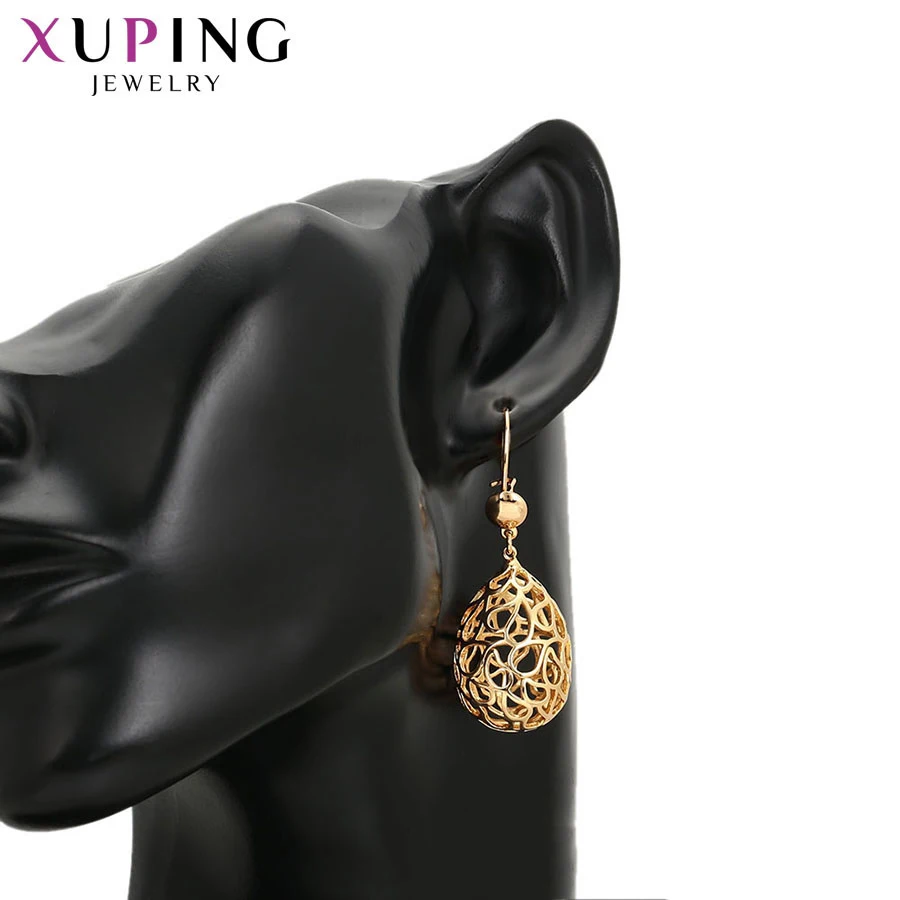 Изысканные серьги капли Xuping элегантная круглая форма золотого цвета для женщин