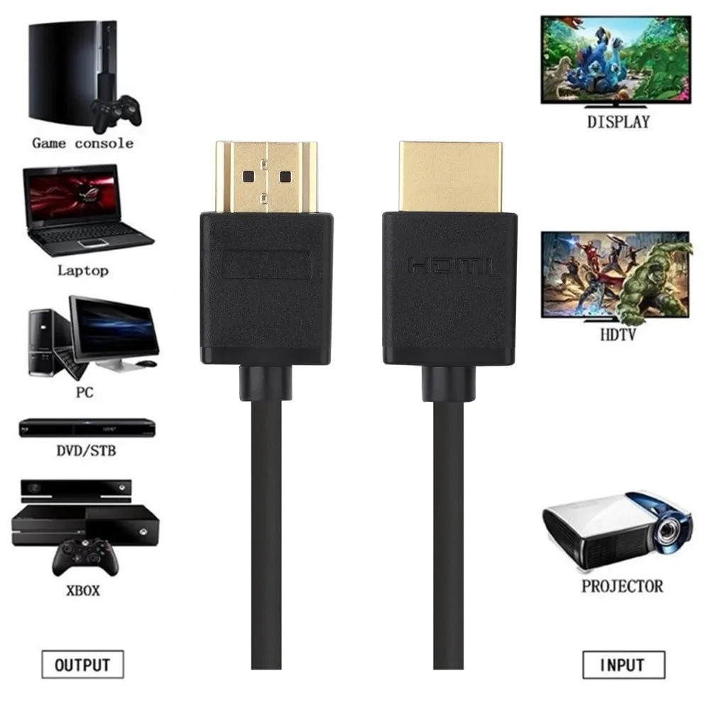 HDMI-compatible Cable video cables gold plated 1.4V 1080P 3D Cable for HDTV splitter switcher 0.5m 1m 1.5m 2m 3m 5m 10m