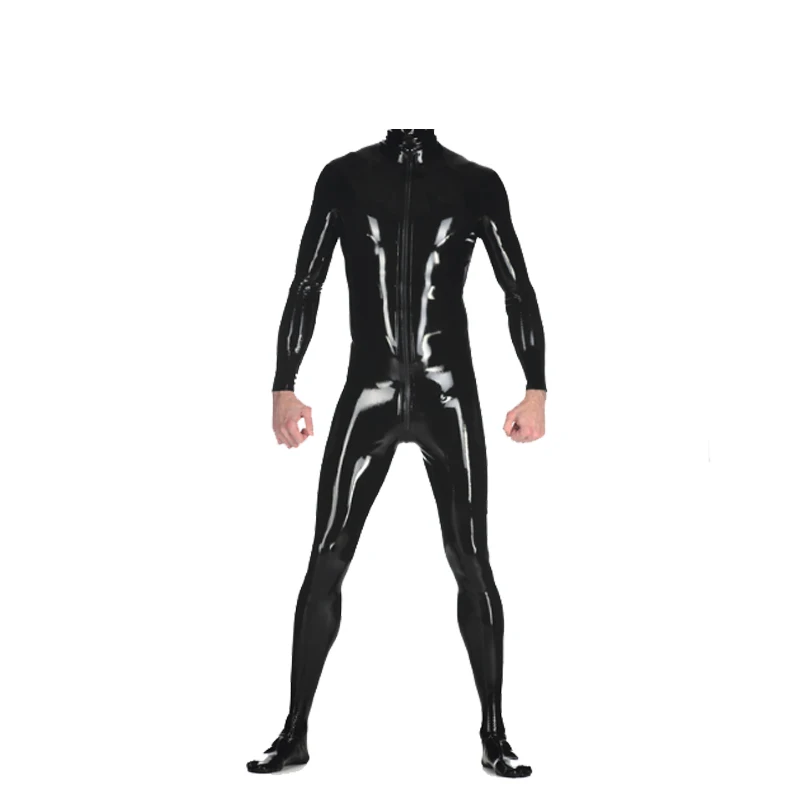 Мужской латексный костюм 0 4 мм цвет черный модный сексуальный Размер |