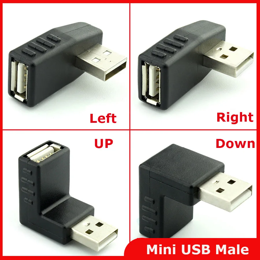 2 шт. USB Мама к мини usb папа 90 градусов под прямым углом левым OTG адаптер для