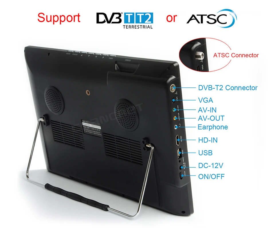 LEADSTAR D14 14 дюймов HD Портативный ТВ DVB-T2 ATSC цифровой аналоговый телевизор мини маленький автомобильный тв Поддержка MP4 AC3 HDMI монитор для PS4
