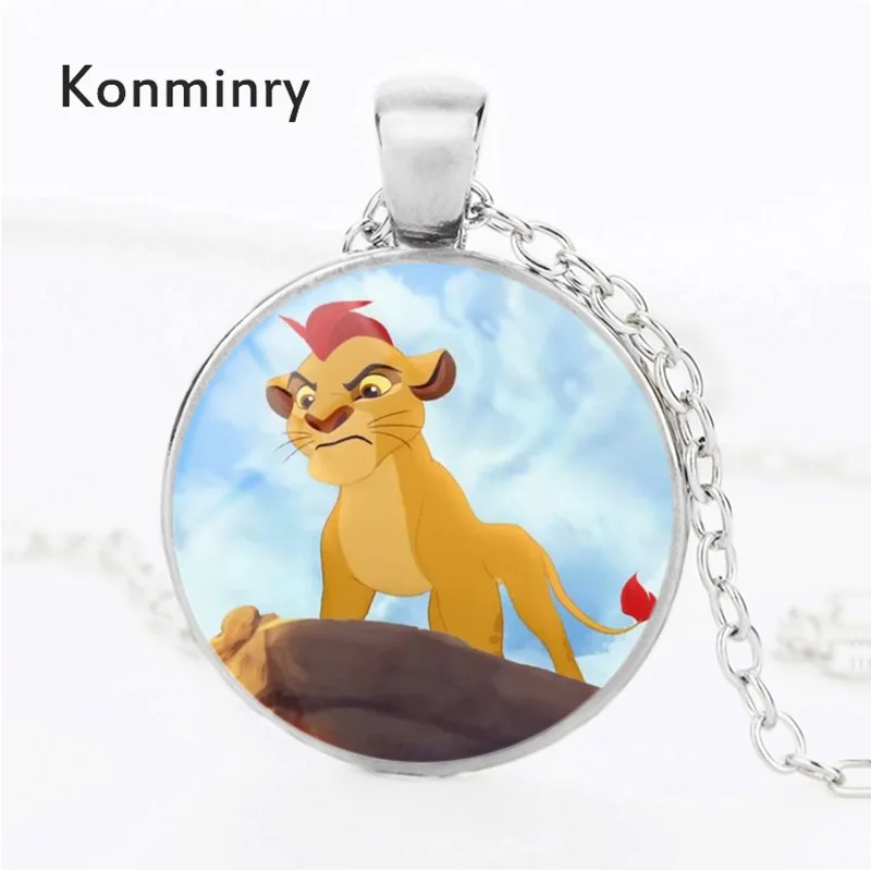 Ожерелье Konminry серебряного цвета с милым львом Симбы ожерелье со стеклянным