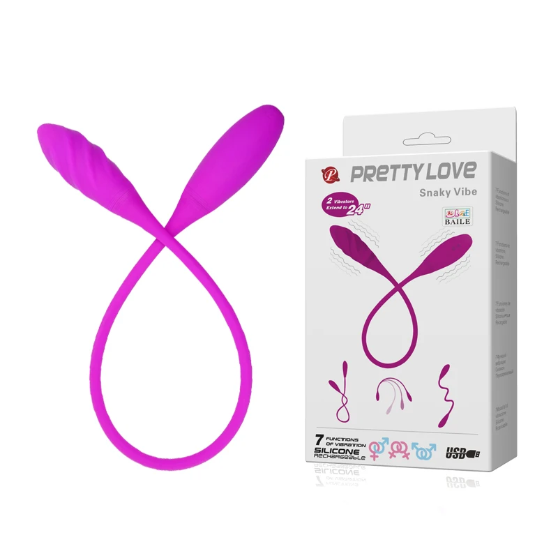 

Pretty Love 7 Speed Silicone Snaky Co-vibe USB Rechargeable, double bendale bullet vibration adult sex product for couple toys