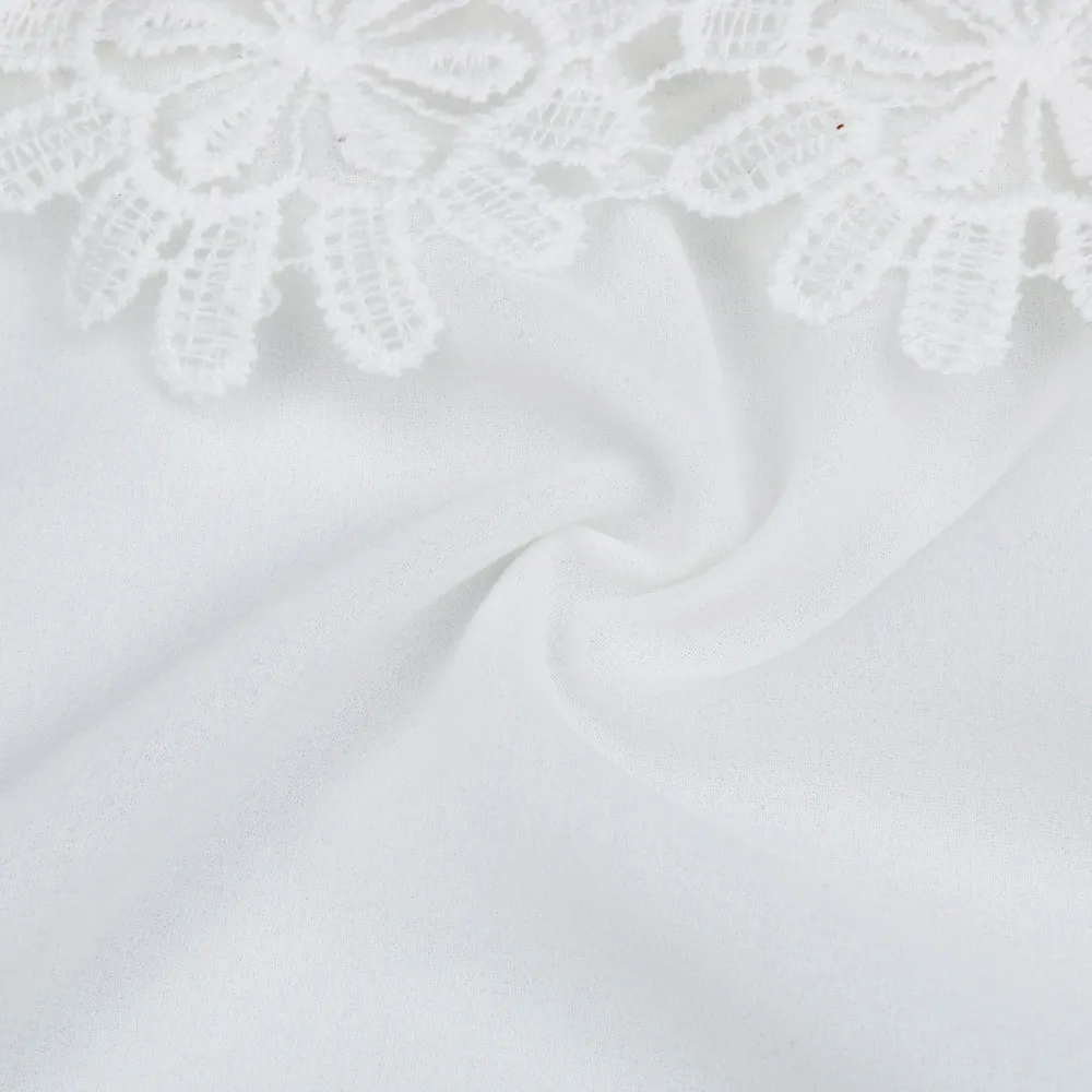 Летняя женская кружевная блузка большого размера шифоновая с вырезом лодочкой