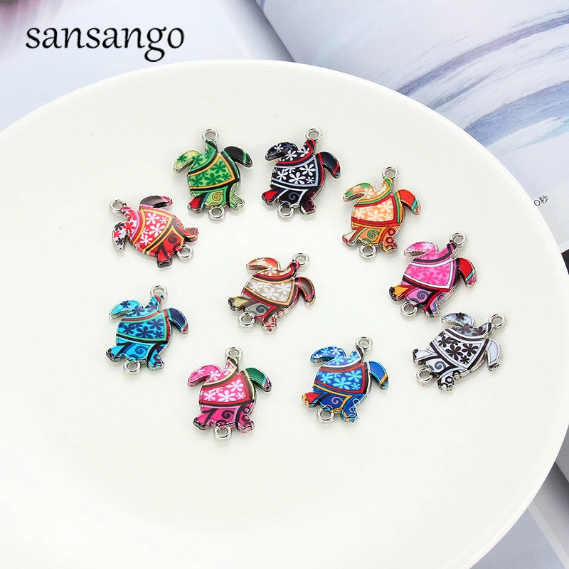 10 шт. цинковый сплав эмаль амулеты морской Кулон черепаха ювелирное изделие для