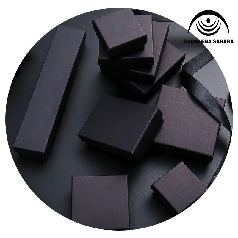

Коробка для ювелирных изделий MADALENA SARARA 50 шт./лот, коробка из крафт-бумаги черного цвета, разные размеры для сережек, браслетов, ожерелий, коро...