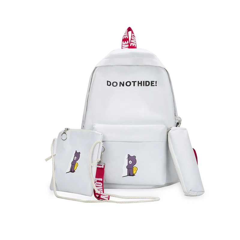 Женский школьный рюкзак Bolsos Para Mujer 3 шт./компл. холщовый с буквенным принтом