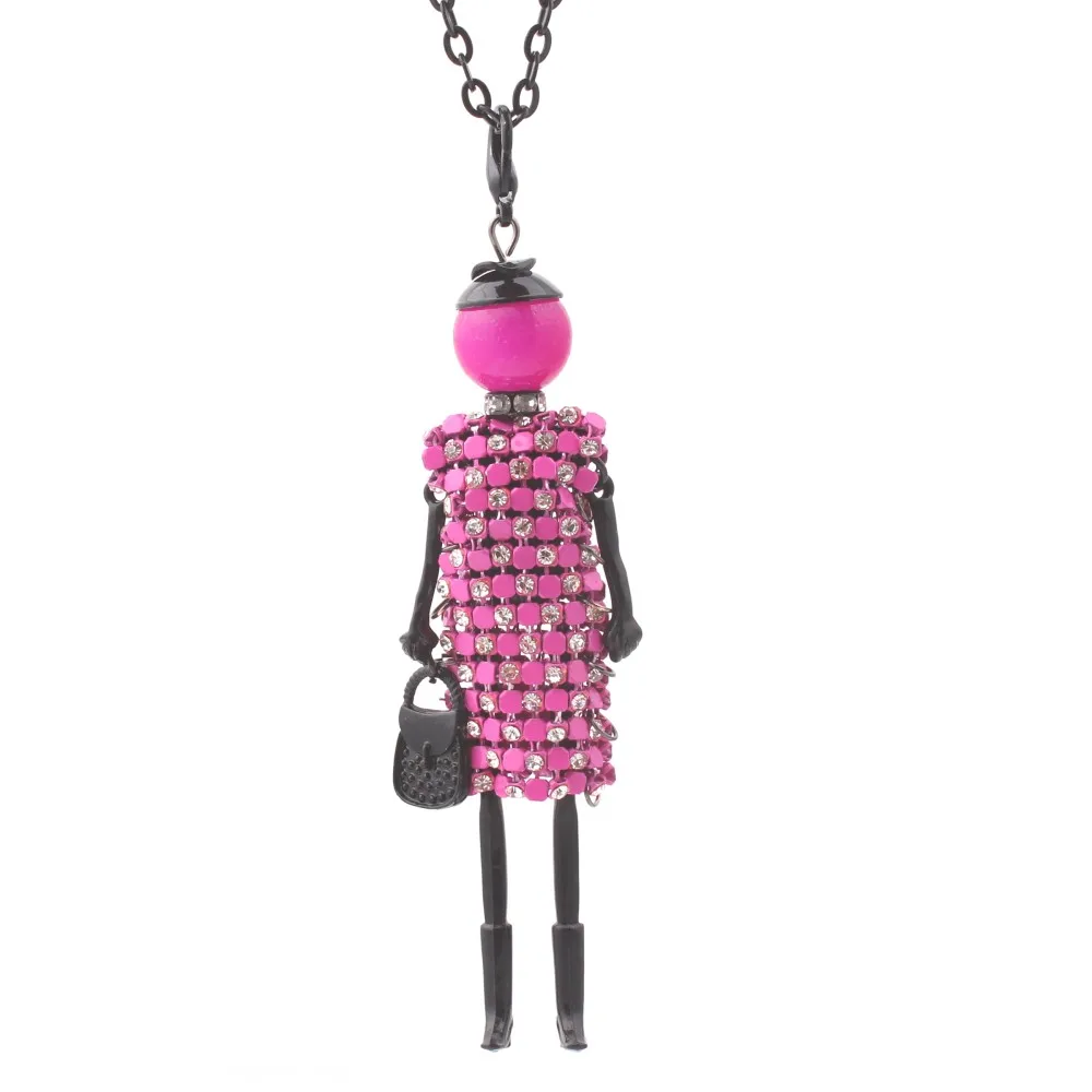 Ожерелье с куклой для милой девочки длинная цепочка макси ожерелье кристаллами