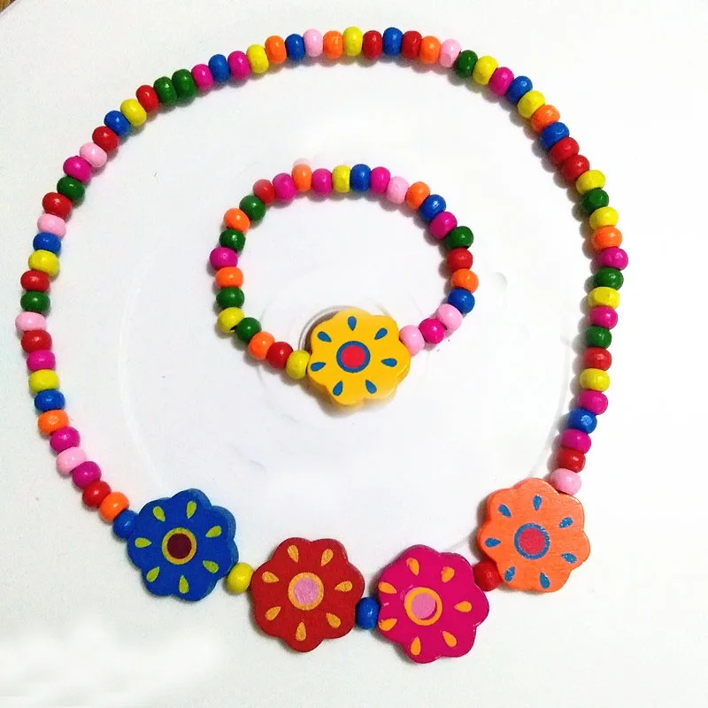 Новинка 22 стиля смешанные цвета деревянный комплект с ожерельем и браслетом