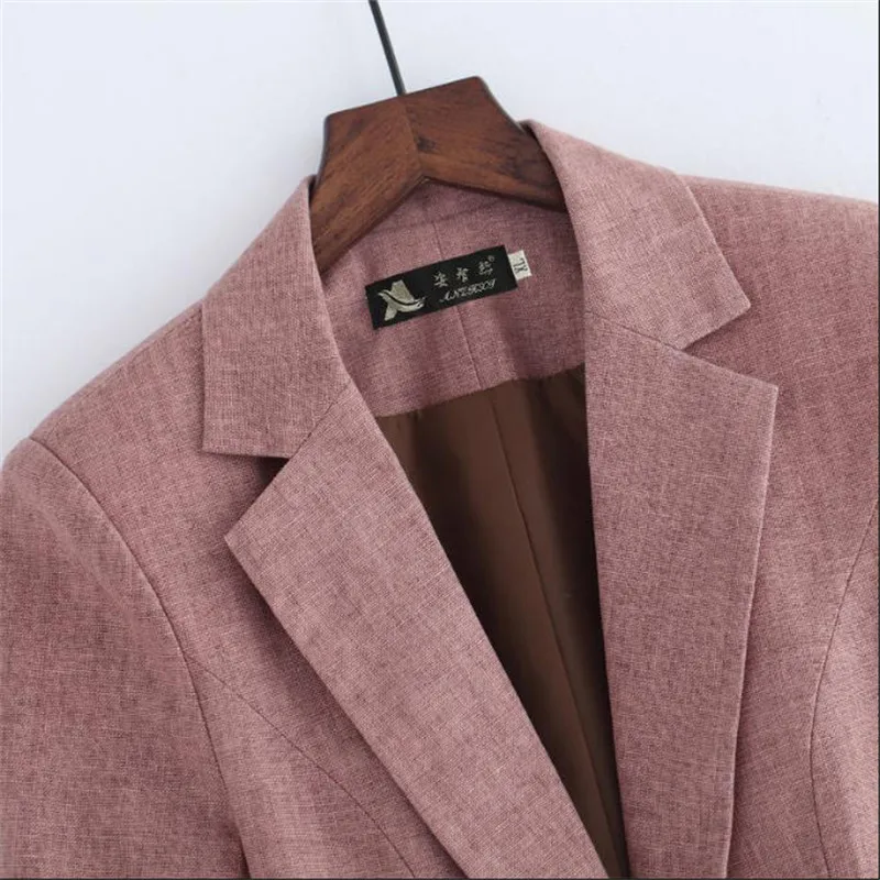 Льняная куртка Женский блейзер на одной пуговице Офисная Женская повседневная