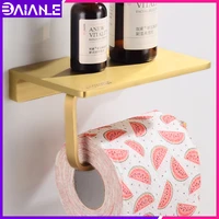toilet paper holder with shelf gold brass bathroom tissue roll paper holder creative phone paper towel holder rack wall mounted