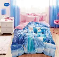 Disney Frozen Elsa Printed Comforter Bedding Sets for Girls Bedroom 600TC Cotton Bed Cover Single Twin Full Queen Size Pink Blue