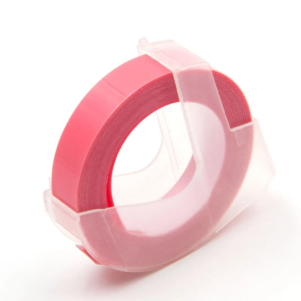 White on Pink Absonic 16 цветов 9 мм* 3 м Dymo 3D пластиковая Dymo лента с тиснением для тиснения этикеток производитель ПВХ DYMO M1011 1610 1595 1540 Motex E101 - Цвет: White on Pink