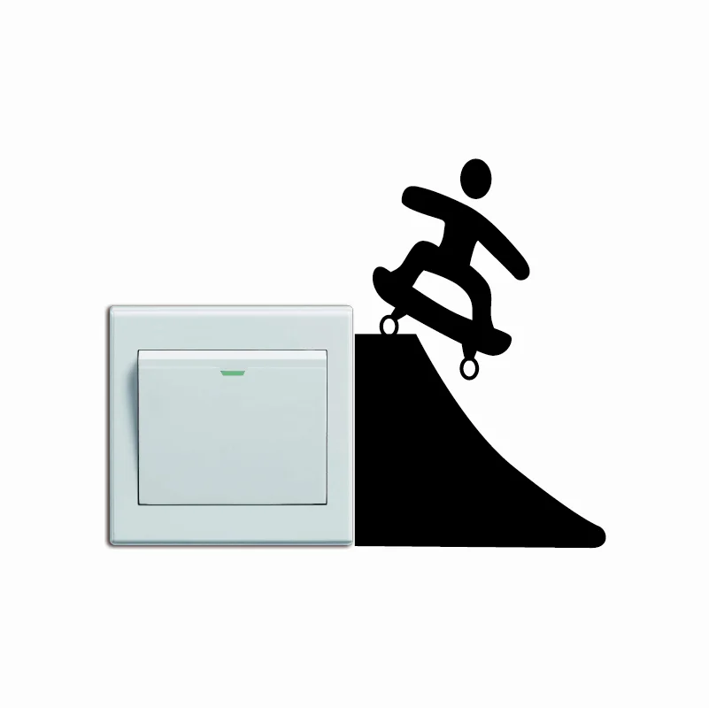 KG-131 Creative Skate Switch Sticker Cartoon Skateboarder Vinyl Wall Home Decor Wallpaper | Обустройство дома