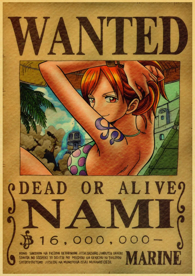 P018 Японский Классический Аниме one piece Wanted Ретро плакат Обезьяна D Luffy Wanted винтажная настенная живопись стены комнаты художественные плакаты - Цвет: P018