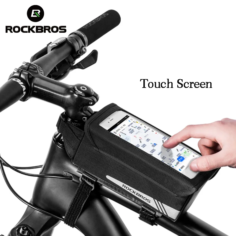ROCKBROS сумка для телефона для велосипеда, велосипеда, ТПУ, сенсорный экран, непромокаемая Магнитная велосипедная посылка, верхняя труба, передняя сумка, MTB, аксессуары для шоссейного велосипеда
