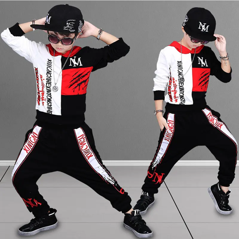 

Комплект одежды для мальчиков, Высококачественная хлопковая детская одежда, костюм с капюшоном с надписью для мальчиков, одежда с длинным рукавом для младенцев 3-14 лет, Весенняя Спортивная одежда для мальчиков