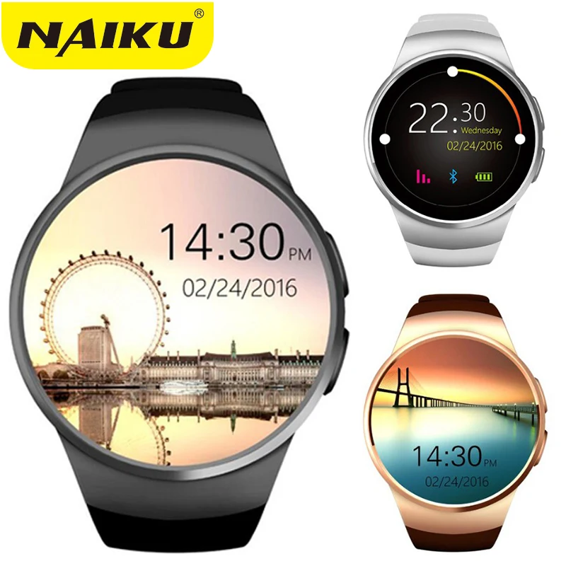 Оригинальные умные часы NAIKU KW18 круглые IPS смарт с пульсометром MTK2502 BT4.0 Смарт для ios