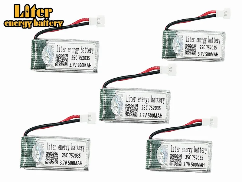 5 шт. UpgradedX4 H107 Божья коровка RC Квадрокоптер 25C 3 7 V 500mAh 752035 Lipo батарея для X4