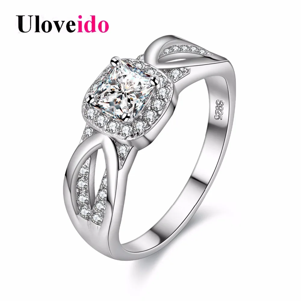 Uloveido 2 предмета Свадебные Кристалл пару колец для мужчин и женщин Подарки для женщин ювелирные изделия дружба кольцо бижутерия Ringen Обручальные Кольцо женское бижутерия KR005