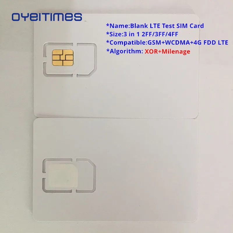 OYEITIMES 4G пустая LTE тестовая сим карта с поддержкой Milenage и XOR мини микро нано размер