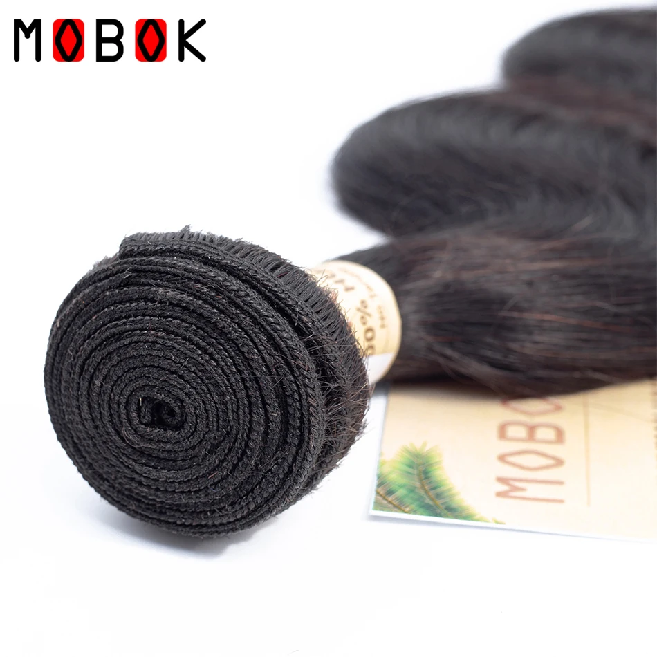 MOBOK 360 Frontal With Bundles Body Wave Brazilian Non Remy Human Hair Weft Weave Pre Plucked Lace Bundle | Шиньоны и парики