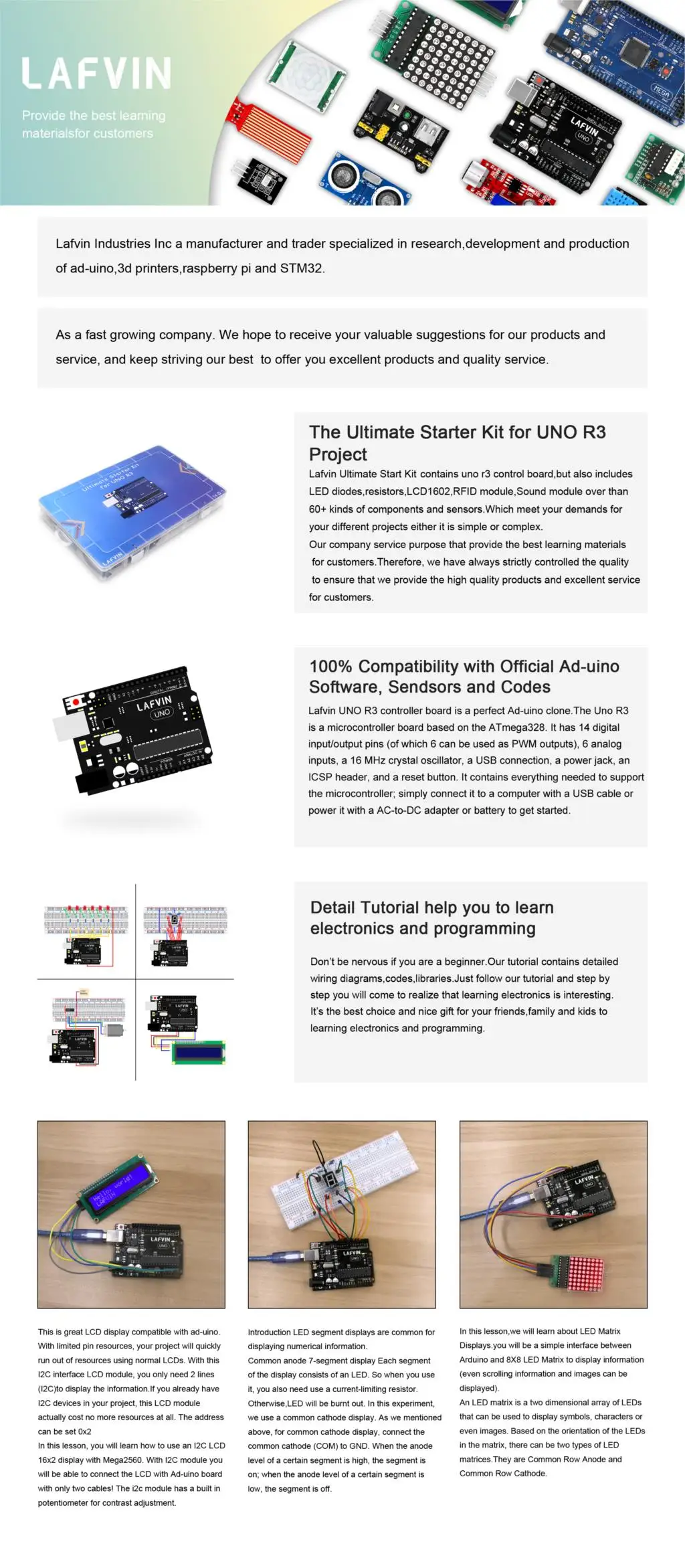 LAFVIN UNO Ultimate стартовый набор для Arduino UNO R3 с обучающим руководством