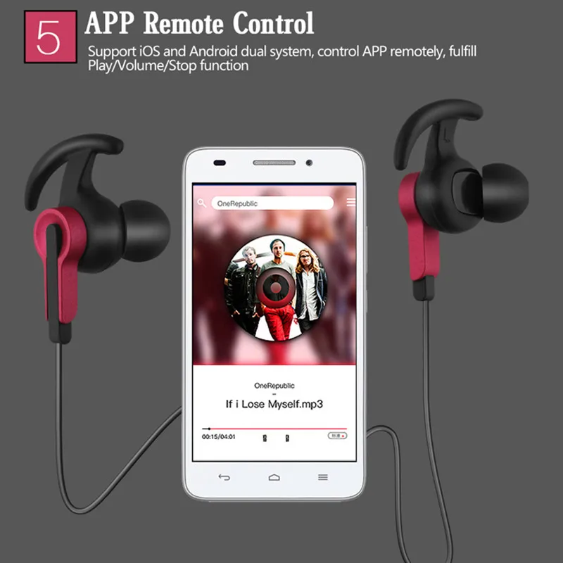 Беспроводные Bluetooth наушники с вибрацией спортивные басовые микрофоном для iPhone