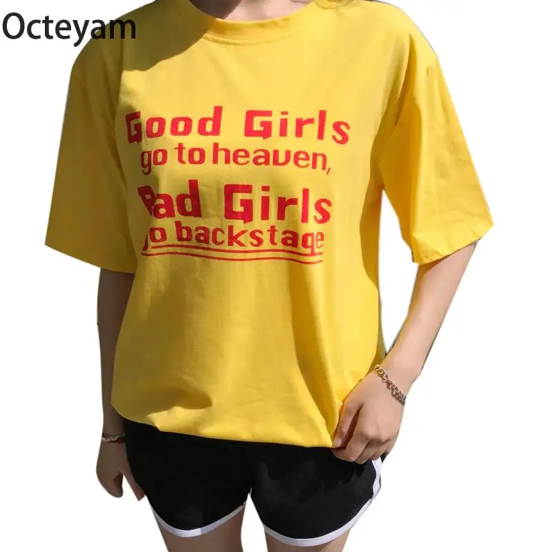 Женская футболка с коротким рукавом желтая простая Свободная Повседневная