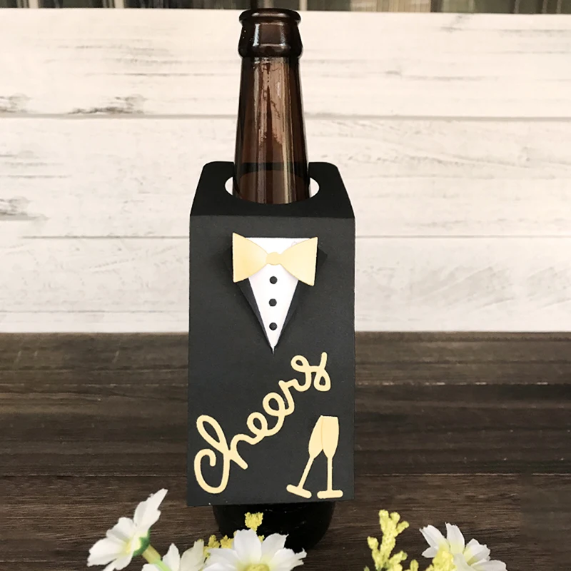 1 Набор декоративных выбивальных костюмов этикеток для бутылок вина трафареты