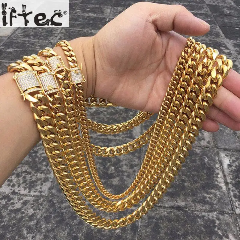 Хип Хоп 10/14 мм Для мужчин кубинский Майами цепи Цепочки и ожерелья