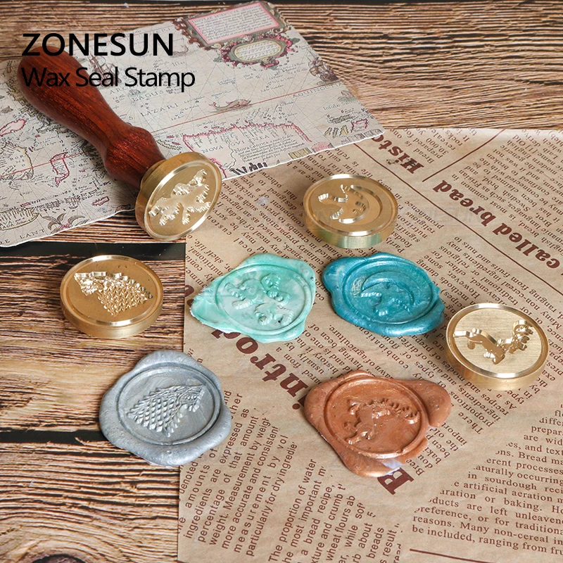 ZONESUN значок тотемная печать с деревянной ручкой для подарочной упаковки письмо