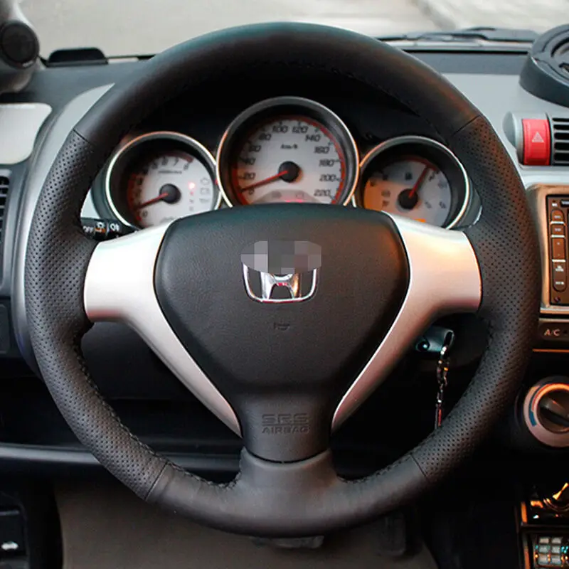 Блестящая Пшеница сшитый вручную черный кожаный чехол на руль для Honda Old City Fit