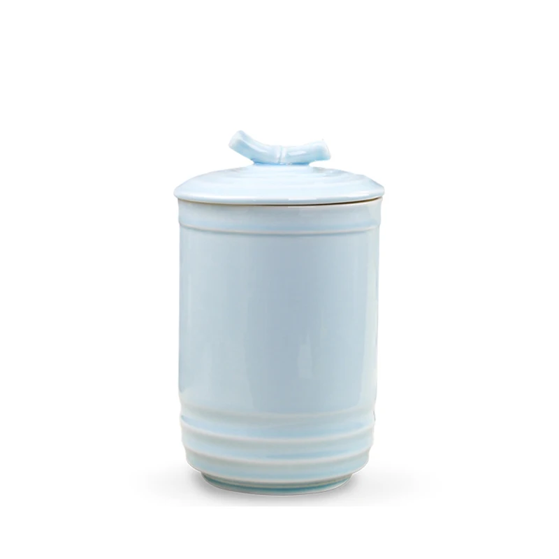 

Brief Elegant White Ceramic Tea Cans Hand Painted Lotus Tea Caddy Food Candy Storage Canister Seasoning Spice Coffee Sealed Jars