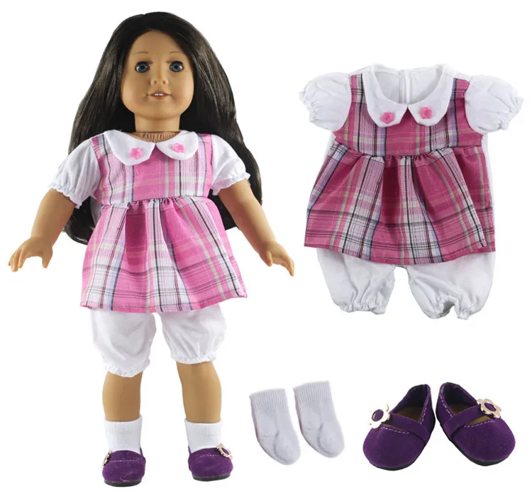 

Hot sell! 1 set Leisure handmade dress clothes outfit Princess skirt Jumpsuit for 18"American Doll+Shoes+Socks L19