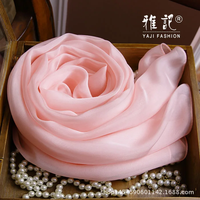 Женский однотонный шарф из натурального шелка сезон лето осень зима 2017 200 х65