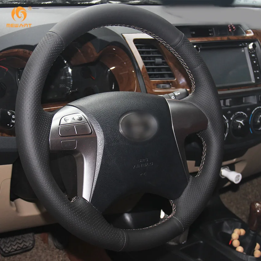 MEWANT черный чехол рулевого колеса автомобиля из натуральной кожи для Toyota Fortuner Hilux