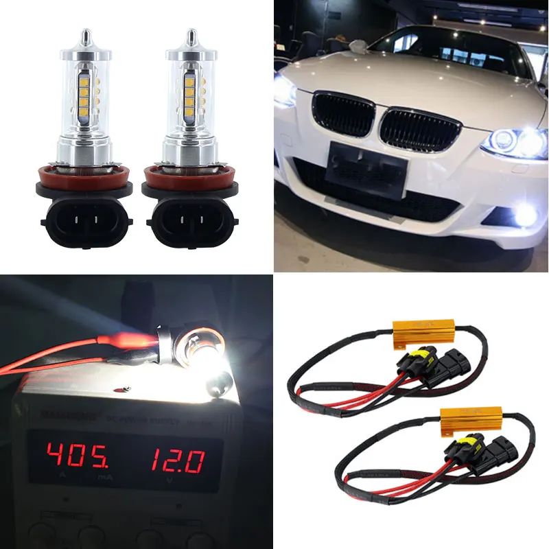 2x Canbus H8 H11 светодиодные лампы HB4 Led HB3 9006 9005 Противотуманные фары 2000LM 6000 K дневные ходовые огни 12 V Белый DRL Противотуманные Автомобильные светодиодные лампы для автомобильных фар