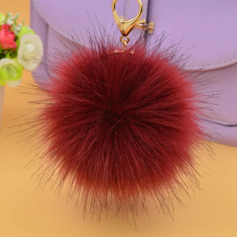 Брелок-брелок с помпонами брелок искусственным лисьим мехом помпон-помпон